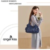 image:imageAngel Kiss Large Purses and Handbags for Women Washed Faux Leather Crossbody Hobo Satchel Shoulder Handbag Tote PurseBlue