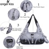image:imageAngelkiss Hobo Purses and handbags for Women Satchel Handbag Women Purses Large Daily Shoulder BagsZgreyBlack