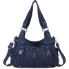 image:imageAngel Kiss Large Purses and Handbags for Women Washed Faux Leather Crossbody Hobo Satchel Shoulder Handbag Tote PurseBlue