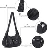image:imageAngel Kiss Retro Hobo Shoulder Bag Soft Vegan Leather MultiPocket PurseBlack